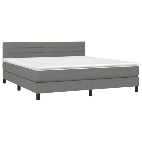 vidaXL Boxspring met matras en LED stof donkergrijs 180x200 cm