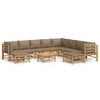 vidaXL 11-delige Loungeset met kussens bamboe taupe