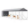 vidaXL Hondenkennel met dak 2x14x2,5 m gegalvaniseerd staal zilver