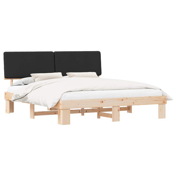 vidaXL Bedframe met Gevoerd Hoofdgedeelte Zwart 200 x 200 cm