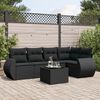 vidaXL 6-delige Loungeset met kussens poly rattan zwart