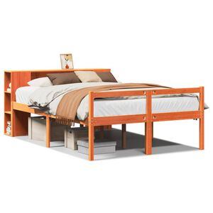 vidaXL Bed met boekenkast zonder matras hout wasbruin 135x190 cm