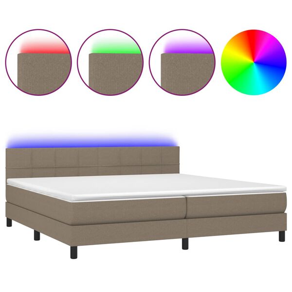 vidaXL Boxspring met matras en LED stof taupe 200x200 cm