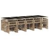 vidaXL 15-delige Tuinset met kussens poly rattan gemengd beige