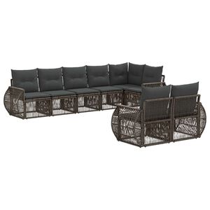 vidaXL Tuinbankenset 8 st Grijs en Donkergrijs poly rattan