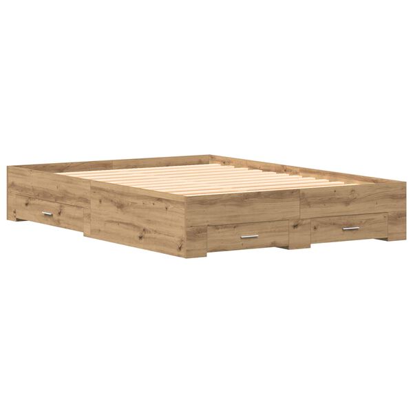 vidaXL Bedframe met lade Artisan Eiken 160 x 200 cm Bewerkt hout