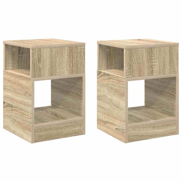 vidaXL Bijzettafel 2 pcs Sonoma Eiken 30,5 x 30 x 45 cm Bewerkt hout