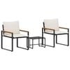vidaXL Meubelsets 3 st Zwart en Cream Wit Rattan