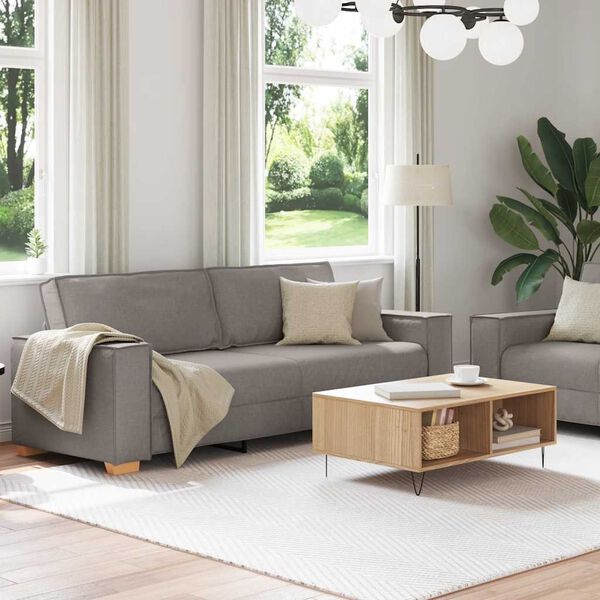 vidaXL 2-delige Loungeset met kussens stof taupe