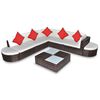 vidaXL 8-delige Loungeset met kussens poly rattan bruin