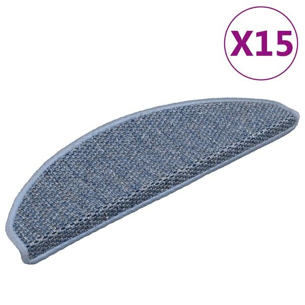 vidaXL Trapmatten zelfklevend 15 st sisal-look 65x21x4 cm blauw
