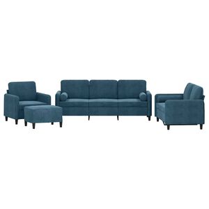 vidaXL 4-delige Loungeset met kussens fluweel blauw