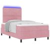 vidaXL LED Box Spring Bed met matras Roze 120 x 190 cm Fluweel
