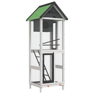 vidaXL Voli&egrave;re 60x58,5x160 cm massief grenenhout grijs