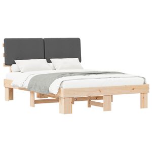 vidaXL Bedframe met Gevoerd Hoofdgedeelte Donkergrijs 140 x 190 cm