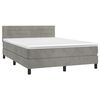 vidaXL Boxspring met matras en LED fluweel lichtgrijs 140x200 cm
