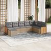 vidaXL 8-delige Loungeset met kussens poly rattan beige