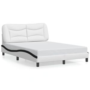 vidaXL Bedframe zonder matras "Hvar" kunstleer wit en zwart 140x190 cm