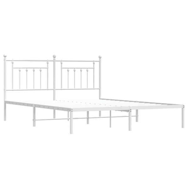 vidaXL Bedframe met hoofdbord metaal wit 160x200 cm