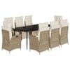 vidaXL 9-delige Tuinset met kussens poly rattan beige