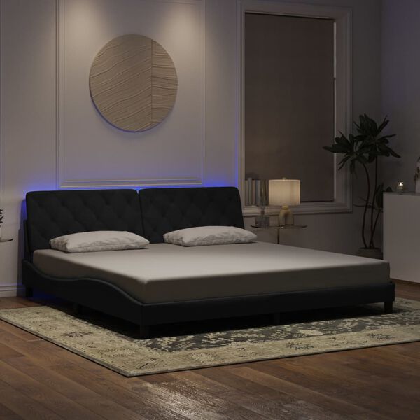 vidaXL Bedframe met LED zonder matras fluweel zwart 200x200 cm