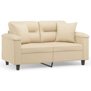 vidaXL Tweezitsbank met kussens 120 cm microvezelstof cr&egrave;mekleurig