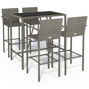 vidaXL 5-delige Tuinbarset poly rattan grijs