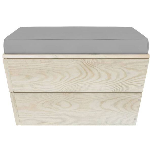 vidaXL Tuinhocker met kussen pallet geïmpregneerd vurenhout