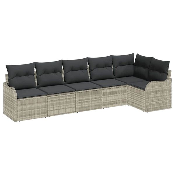 vidaXL Tuin Sofa Set Lichtgrijs poly rattan