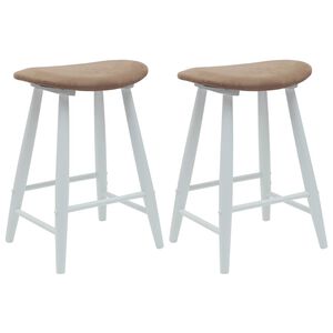 vidaXL Eettafelstoelen 2 st Massief Rubberhout Wit 46 x 37 x 63 cm