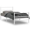 vidaXL Bedframe met hoofd- en voeteneinde metaal wit 100x190 cm