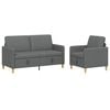vidaXL Bankenset met opbergruimte 2 st Donkergrijs Polyester