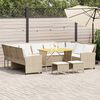 vidaXL 4-delige Loungeset met kussens poly rattan beige