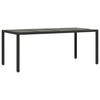 vidaXL Tuintafel met glazen blad 190x90x75 cm poly rattan zwart