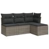 vidaXL 4-delige Loungeset met kussens poly rattan grijs