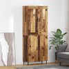 vidaXL Hoge kast 2 pcs Oud Hout Geengineerd Hout en Glas