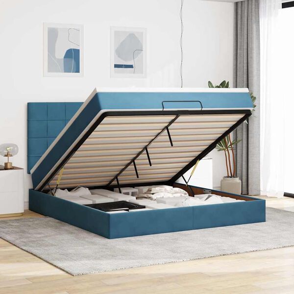 vidaXL Ottoman bed met matrassen en LED's 180x200cm fluweel