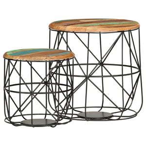 vidaXL Salontafels 2 st massief gerecycled hout