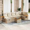 vidaXL 7-delige Loungeset met kussens poly rattan beige