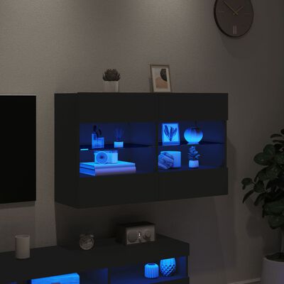 vidaXL Tv-wandmeubel met LED-verlichting 98,5x30x60,5 cm zwart