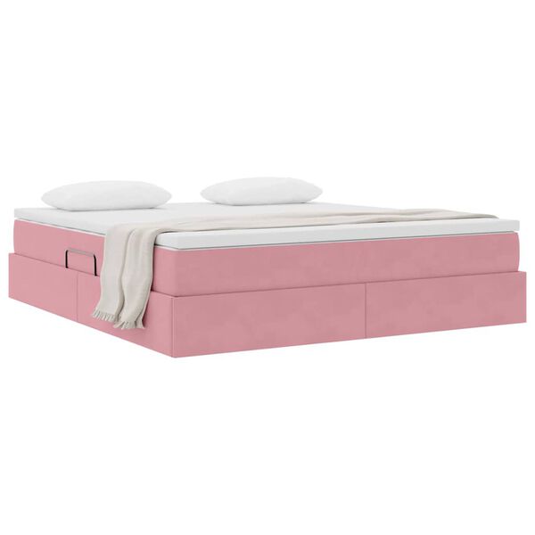 vidaXL Opbergbed met matras met matras Roze 180 x 200 cm Fluweel