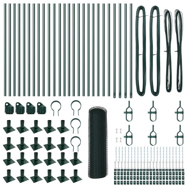 vidaXL Afrasteringspaal Groen 50 x 0,4 m (13 mm gaas) Staal en PVC