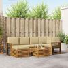 vidaXL Hoekbank Set 7 pcs Natuurlijk en Beige Massief Acaciahout