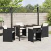 vidaXL Tuin eettafelset met kussen 5 pcs Zwart poly rattan