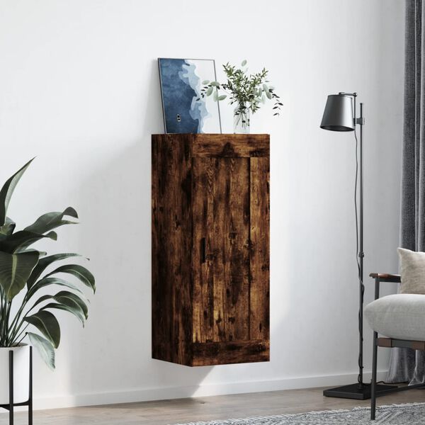 vidaXL Wandkast 34,5x34x90 cm bewerkt hout gerookt eikenkleurig