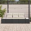vidaXL Bankstel met kussen 3 pcs Zwart poly rattan