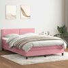 vidaXL Boxspring met matras en LED fluweel roze 140x210 cm