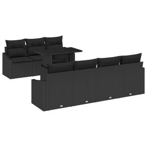 vidaXL Tuin Sofa Set met kussen 8 pcs Zwart poly rattan