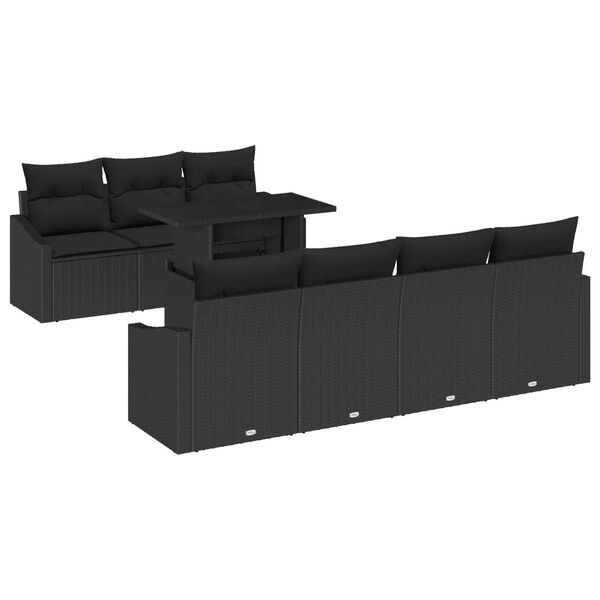 vidaXL Tuin Sofa Set met kussen 8 pcs Zwart poly rattan