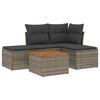 vidaXL 5-delige Loungeset met kussens poly rattan grijs